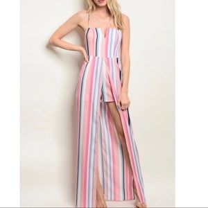 β€οΈπHOST PICKπβ€οΈPink Striped Maxi Romper